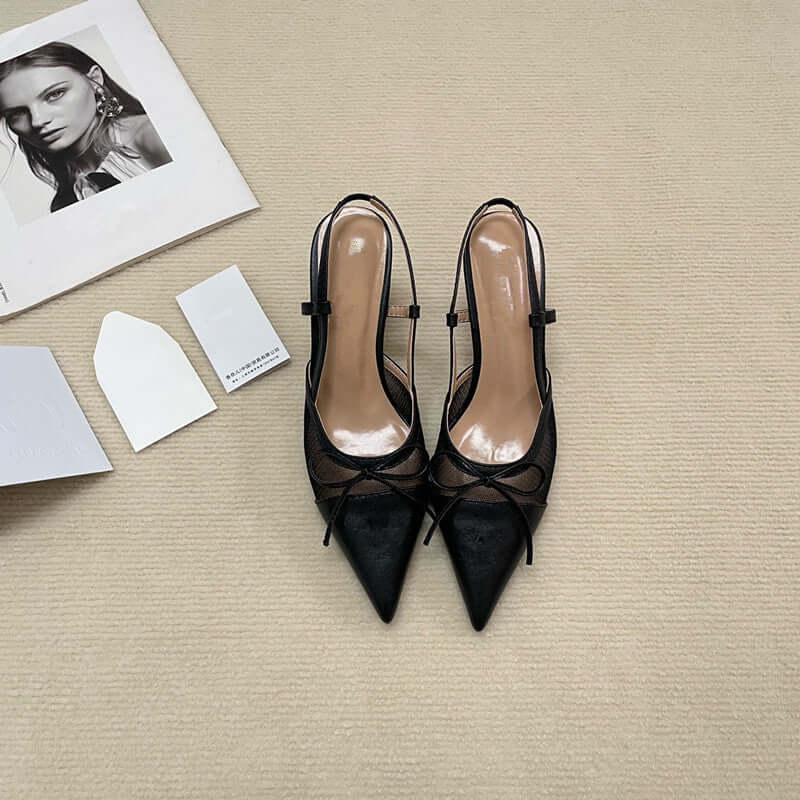 Tacones de aguja para mujer con lazo