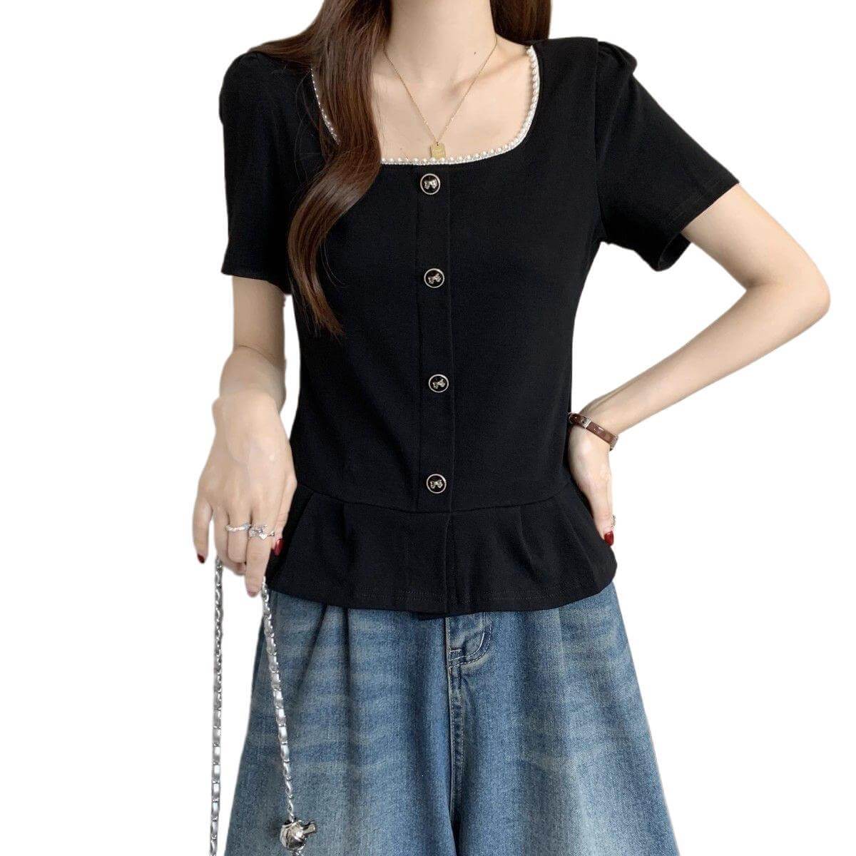 Ladies French-Style Short-Sleeve Casual Shirt — Effortless Chic