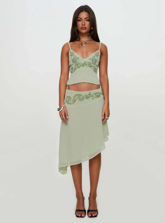 Camisola corta 3D bordada para mujer