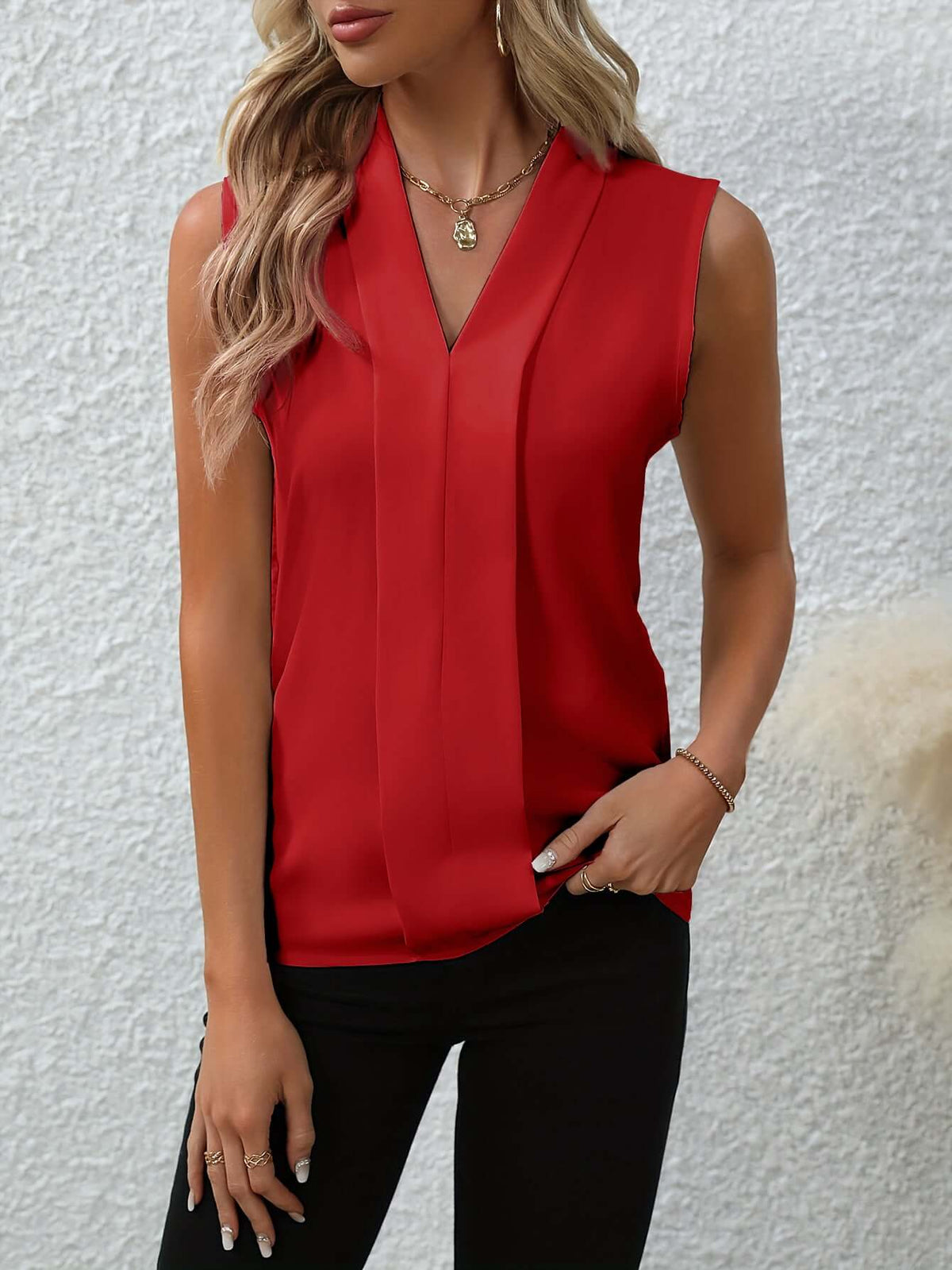 Camisa sin mangas informal de oficina diaria de color
