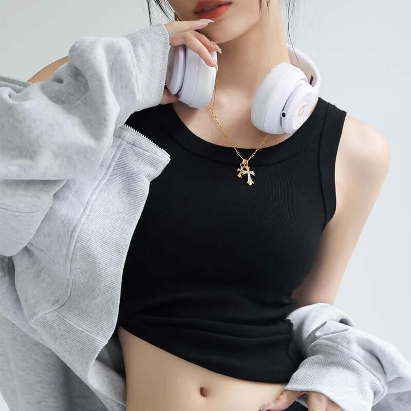 Women Threaded-strap Casual Vest