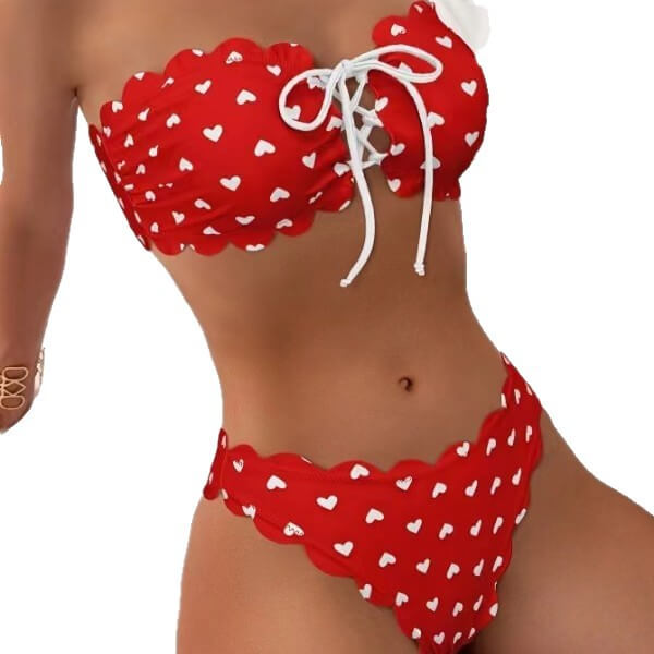 Bikini top de tubo estampado con cordones ajustables