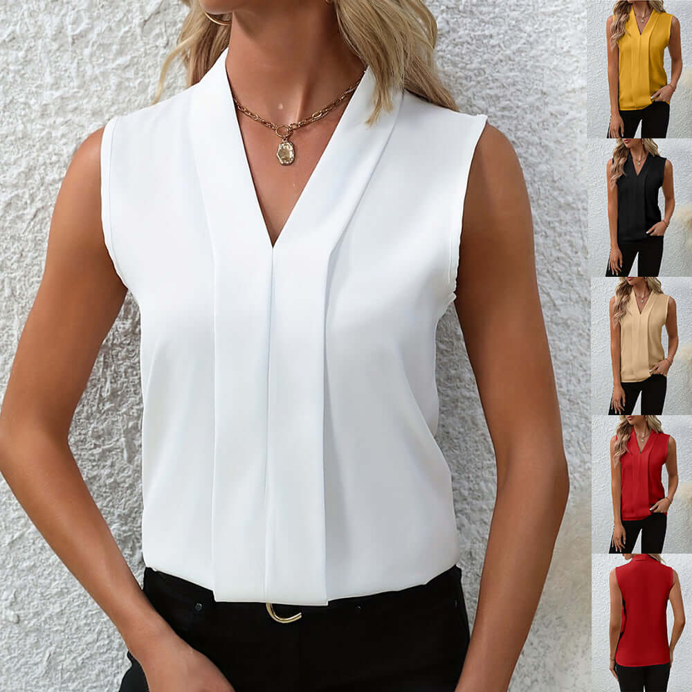 Camisa sin mangas informal de oficina diaria de color