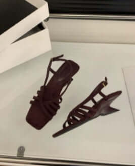 Sandalias de gamuza de punta abierta para mujer