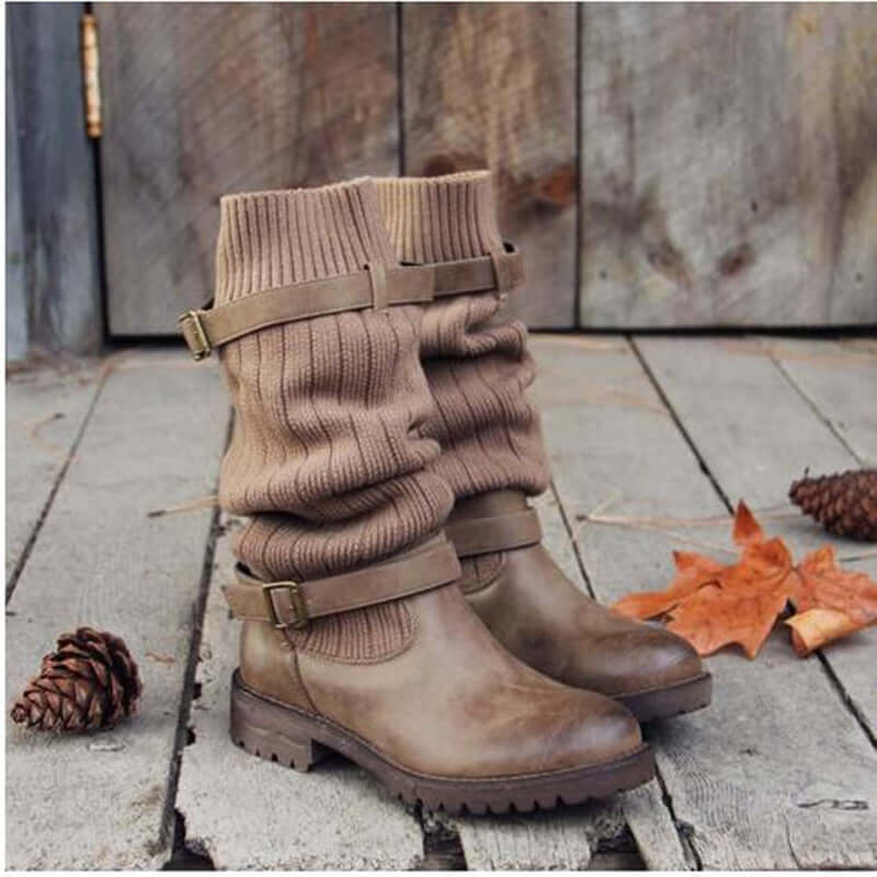 European and American Medium tube wool boots