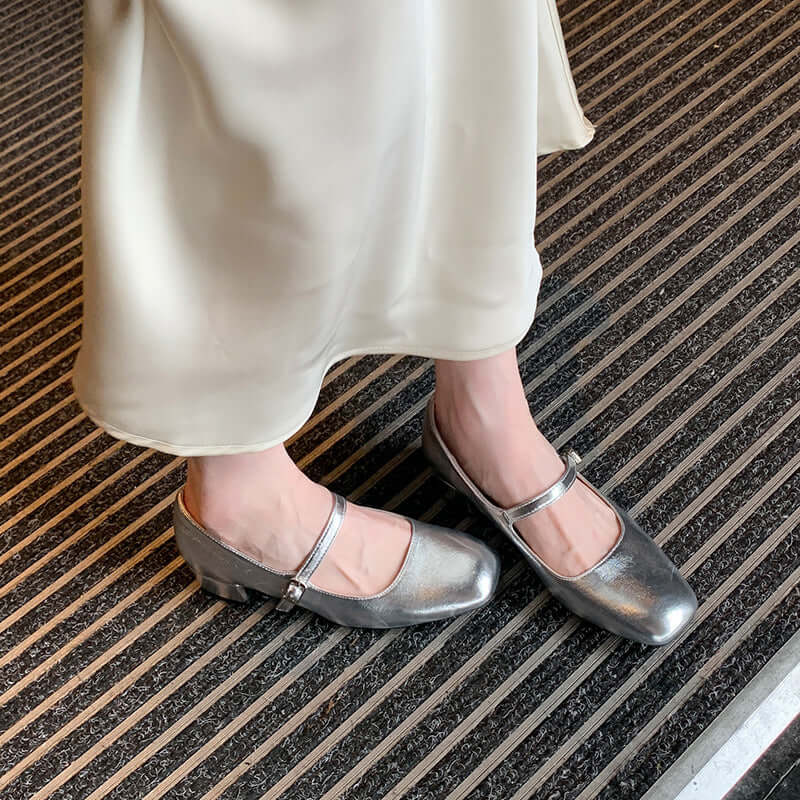 Women's French Style Low Square Heel Shoes — Parisian Chic Footwear