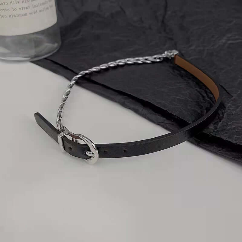 Collares Gargantilla Acero Cubana cuero Cadena