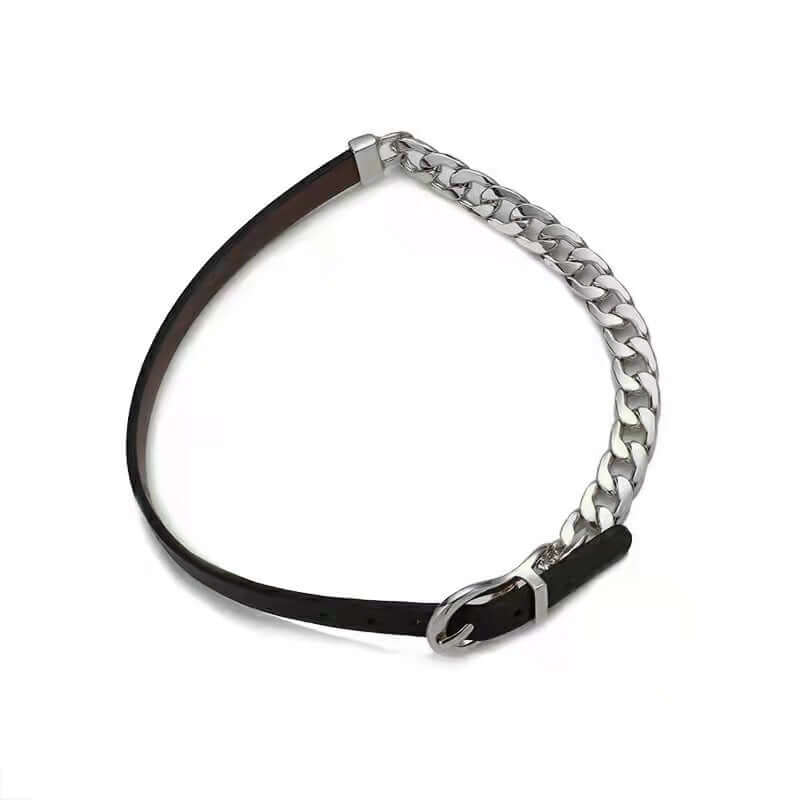 Collares Gargantilla Acero Cubana cuero Cadena