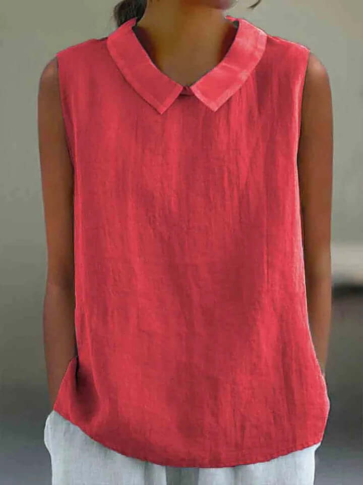 Top sin mangas holgado artístico con cuello para mujer
