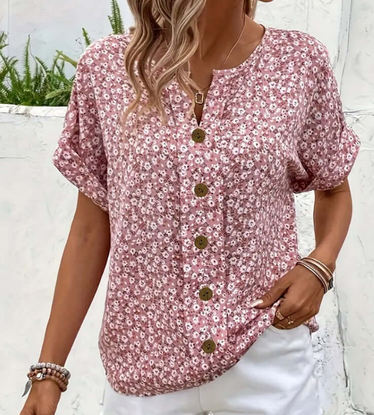 Camiseta de mujer de manga corta con cuello en V