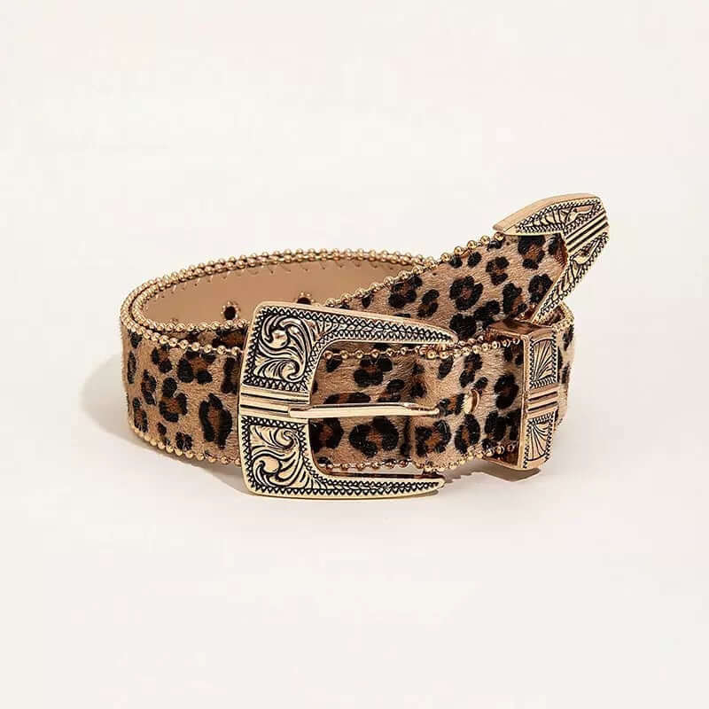 Cinturón de cintura versátil atrevido con estampado de leopardo para mujer