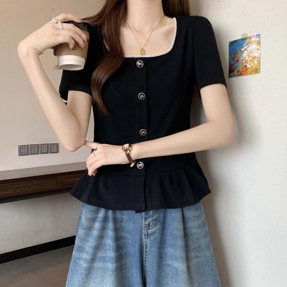Ladies French-Style Short-Sleeve Casual Shirt — Effortless Chic