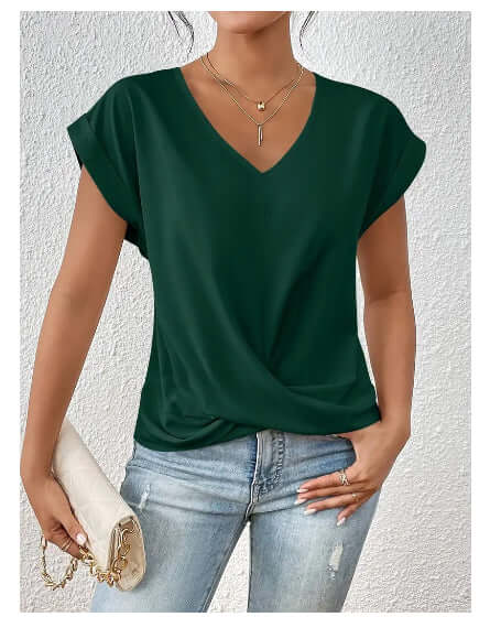 Camiseta de mujer casual de verano con nudo irregular