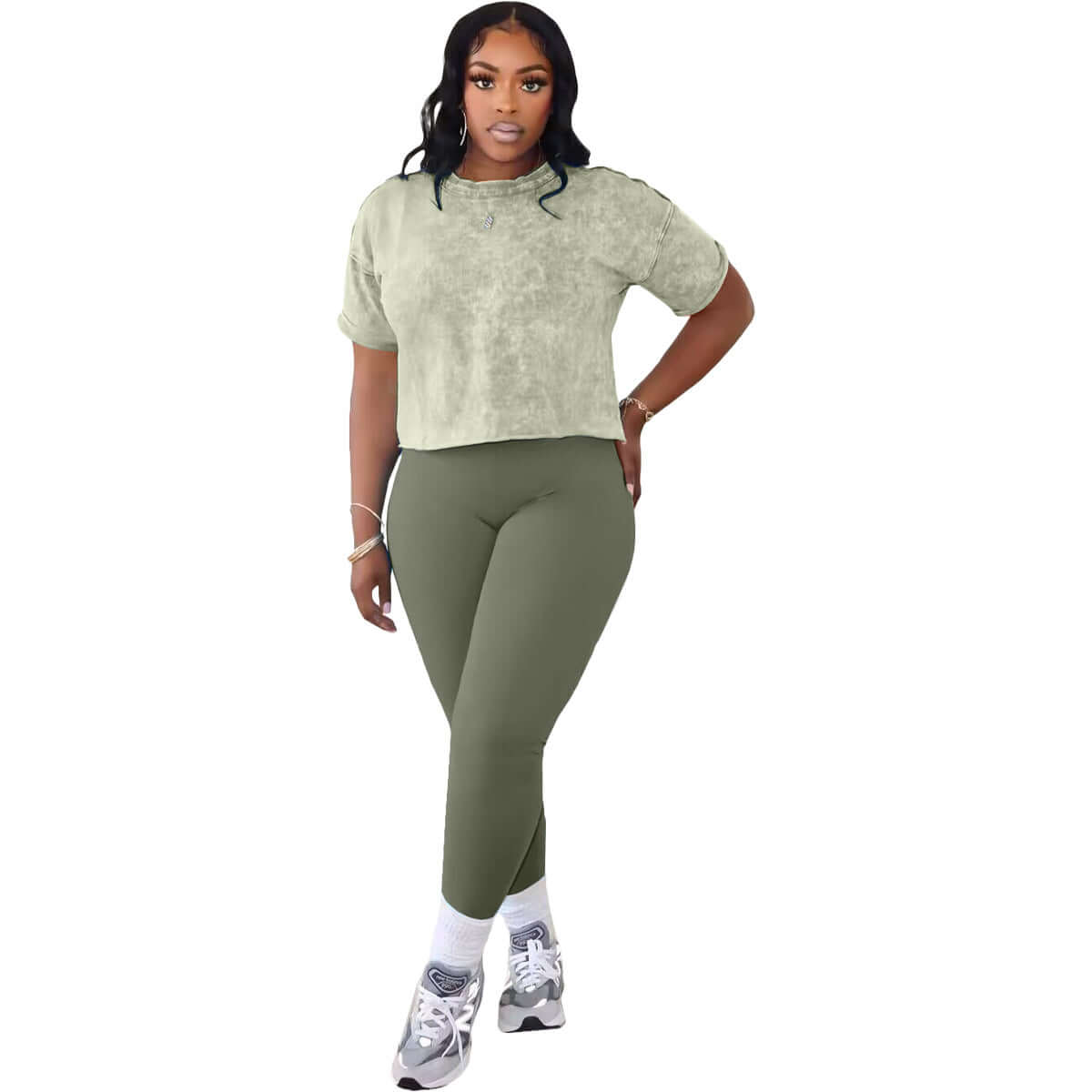 Conjunto deportivo casual de dos piezas estampado para mujer