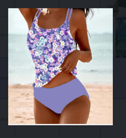 Traje de baño con estampado de playa, bikini retro de talle alto y tiras