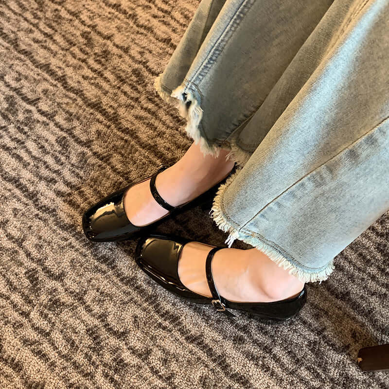 Women's French Style Low Square Heel Shoes — Parisian Chic Footwear