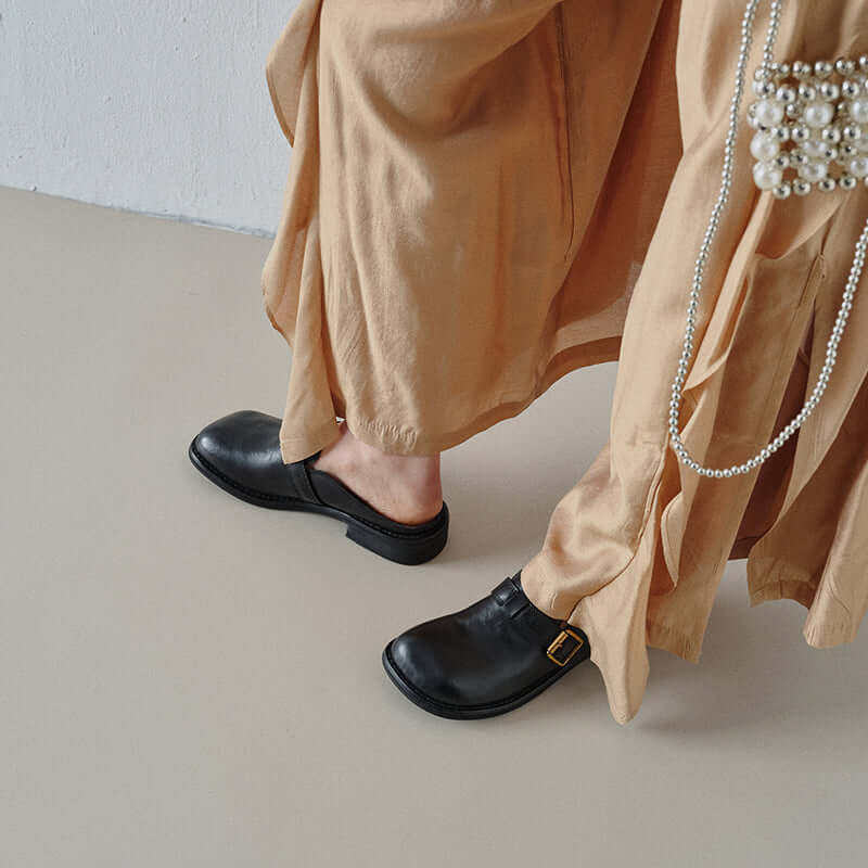 Ladies Block Heel Backless Shoes — Comfortable Stylish Everyday Footwear