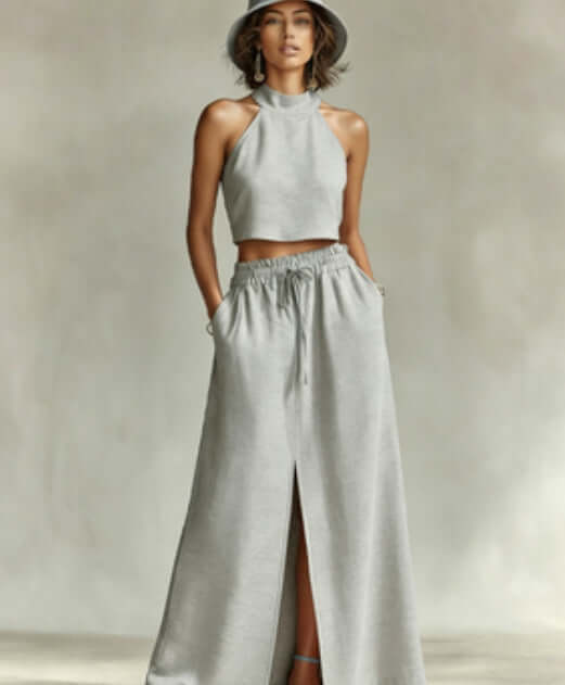 Women's-Two-piece Set Sleeveless Top Long Skirt