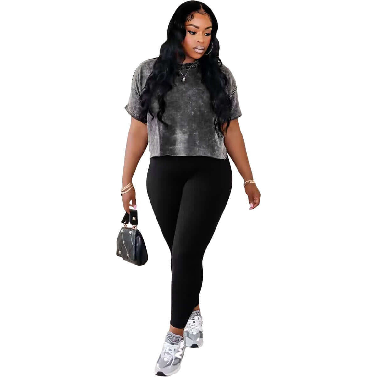 Conjunto deportivo casual de dos piezas estampado para mujer