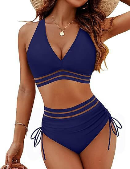 Traje de Baño Bikini de Cintura Alta Dividido para Mujer