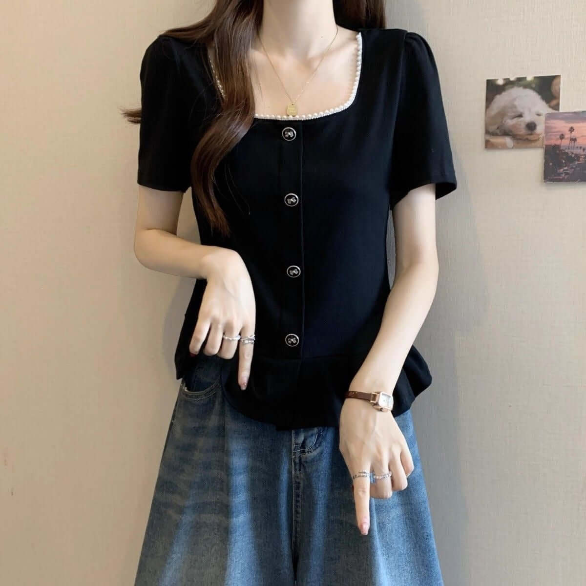 Ladies French-Style Short-Sleeve Casual Shirt — Effortless Chic