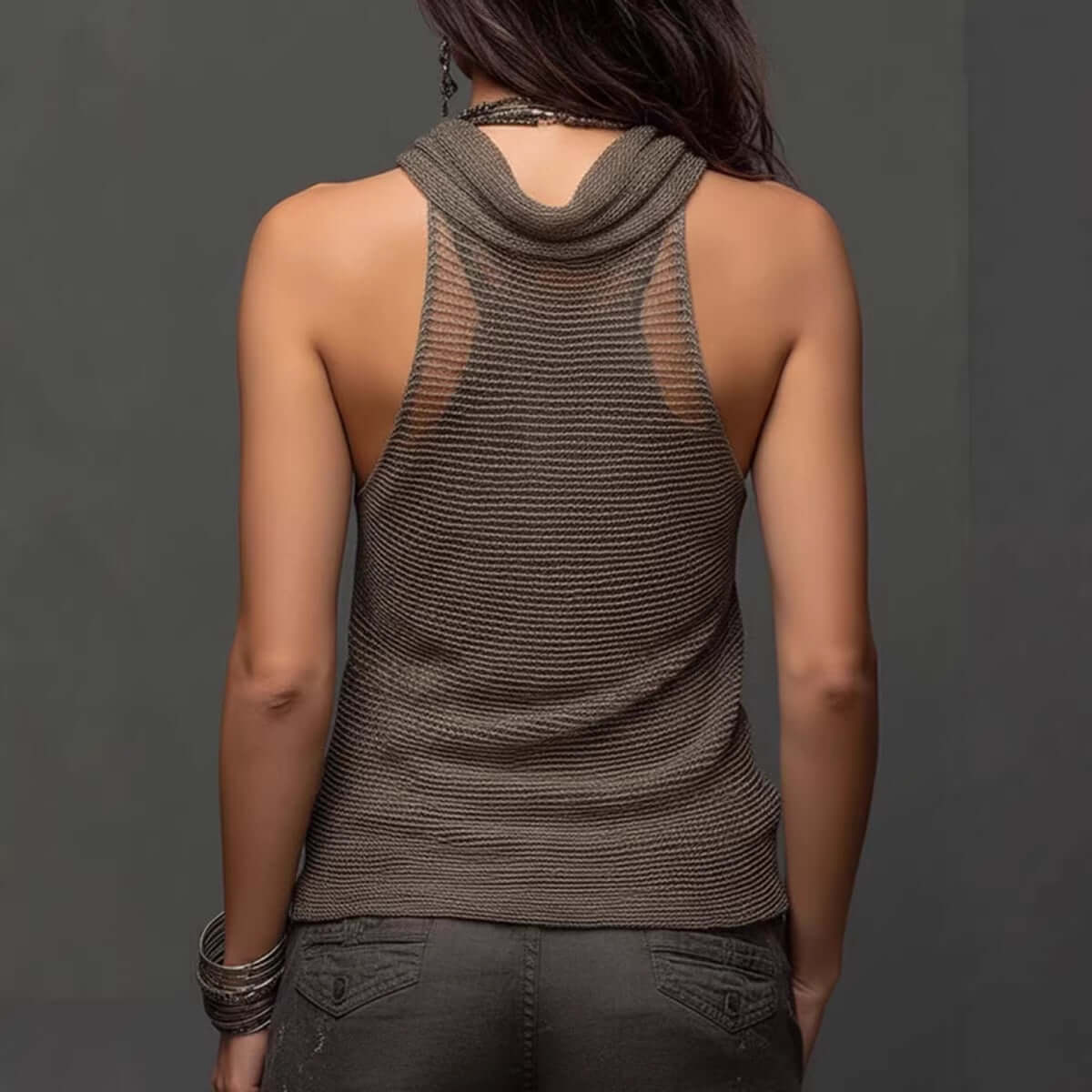 Women's Hanging V-neck Backless Slim-fit Knit