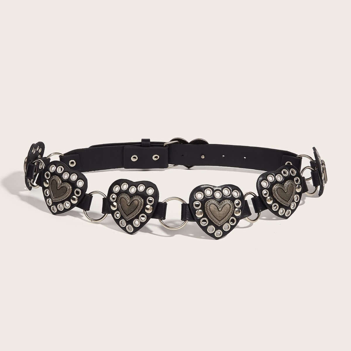 Street-style Hollowed-out Circular Leather Belt