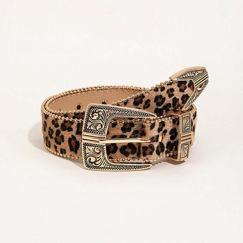 Cinturón de cintura versátil atrevido con estampado de leopardo para mujer