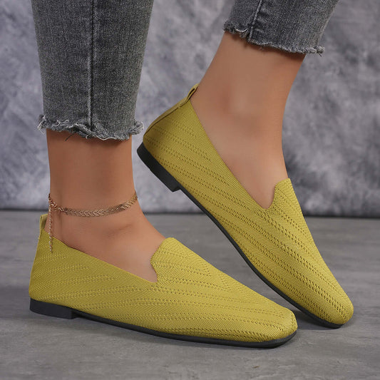 Zapatilla plana de punto volador para mujer, talla grande