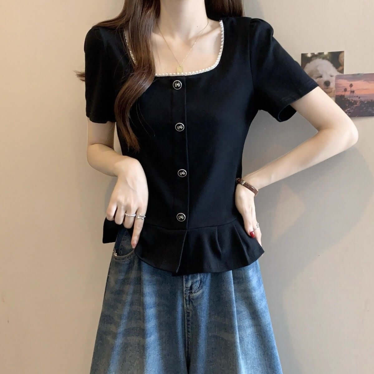 Ladies French-Style Short-Sleeve Casual Shirt — Effortless Chic