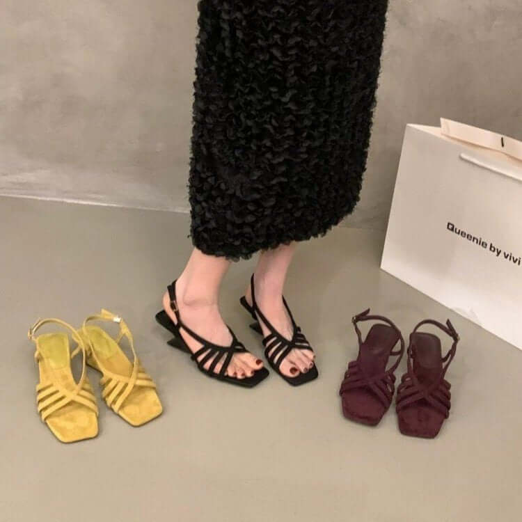 Sandalias de gamuza de punta abierta para mujer