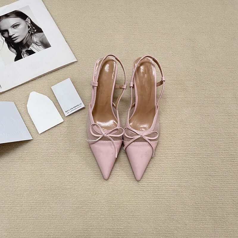 Tacones de aguja para mujer con lazo