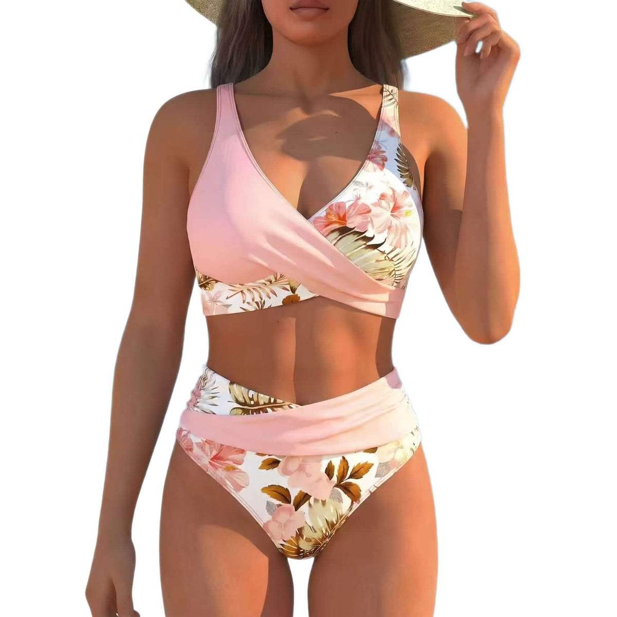 Women's Floral Print Bikini Casual Set