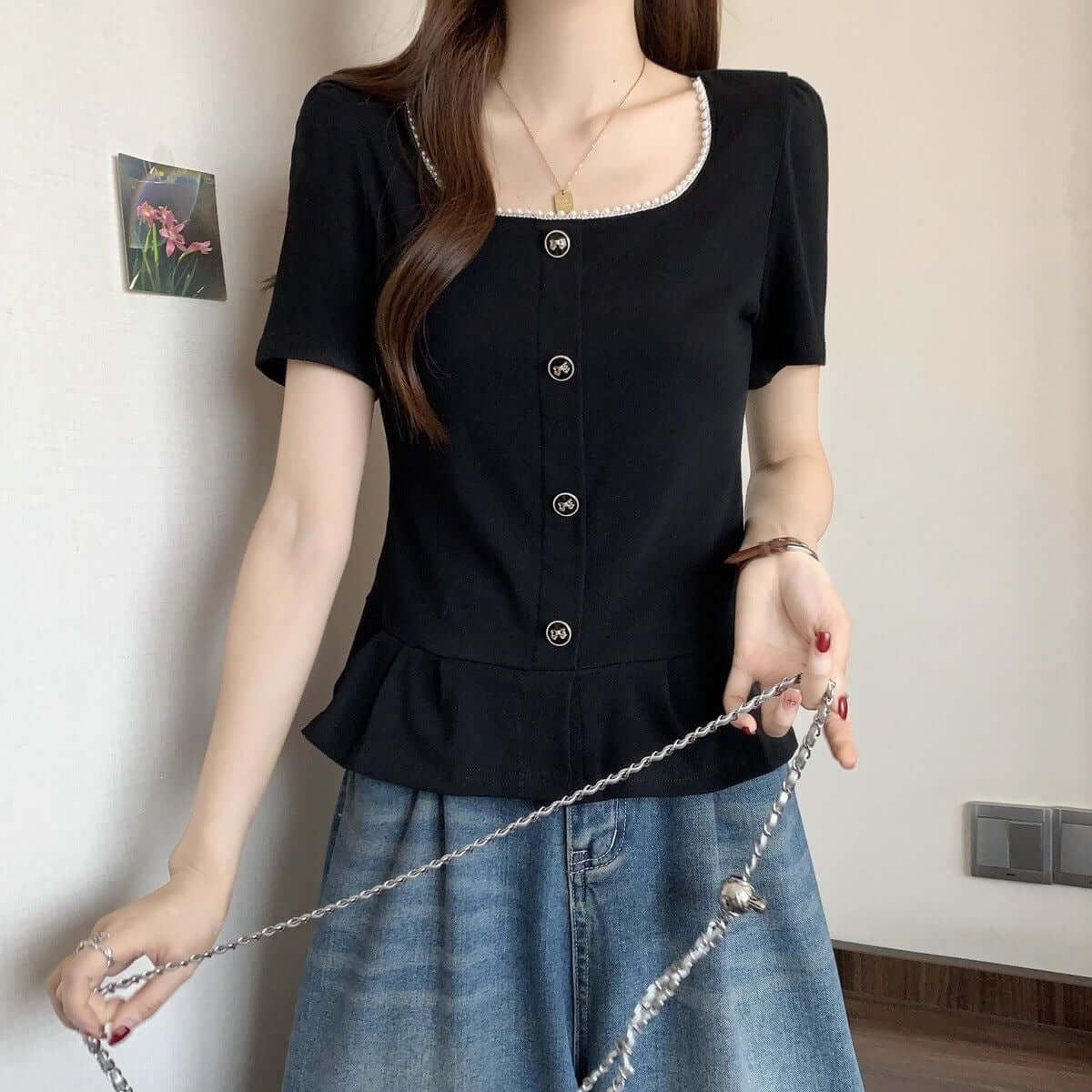 Ladies French-Style Short-Sleeve Casual Shirt — Effortless Chic