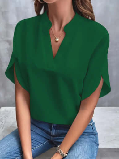 Summer V-neck Short-sleeved Chiffon Shirt