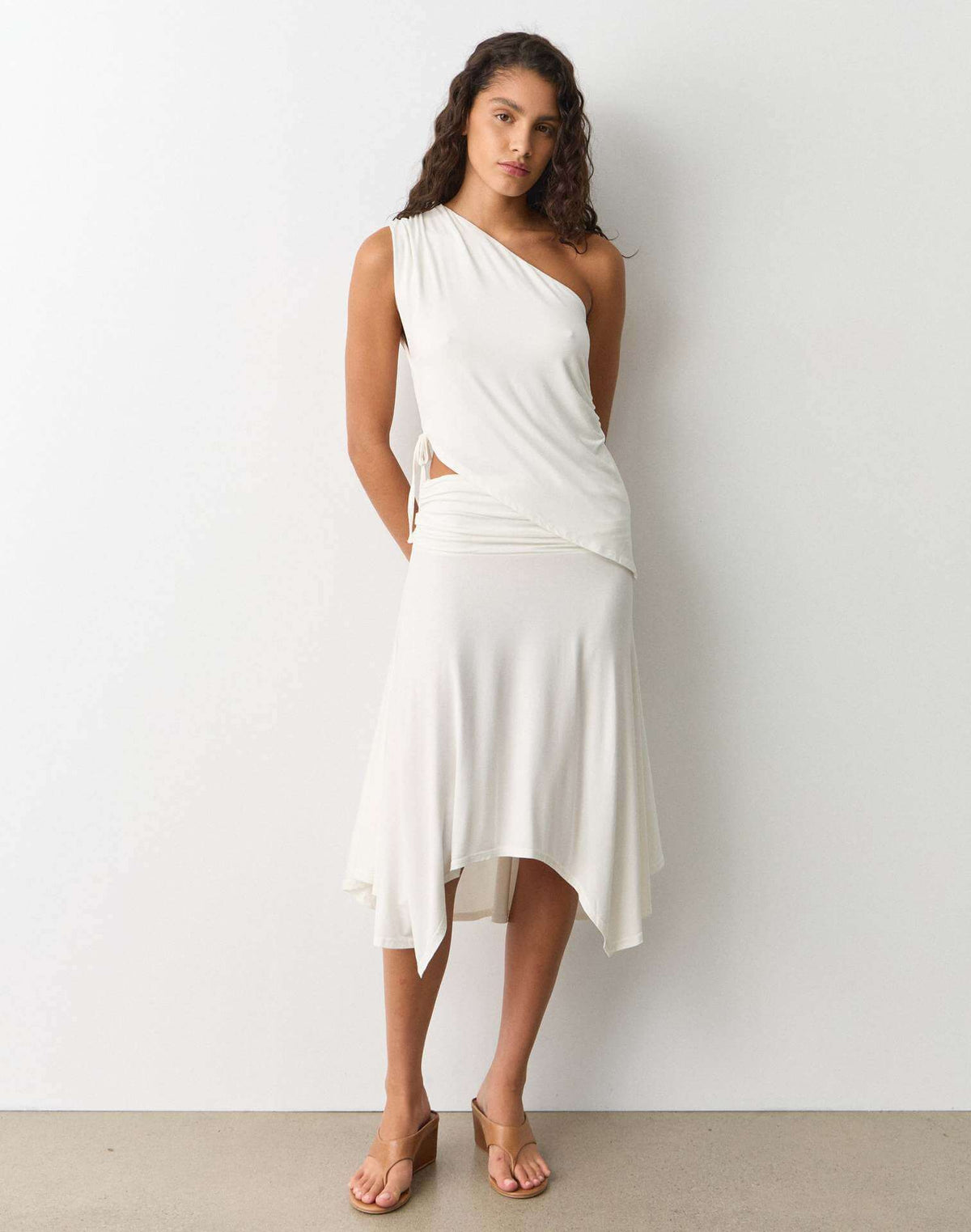 Conjunto de dos piezas de verano para mujer con encaje calado y cordones