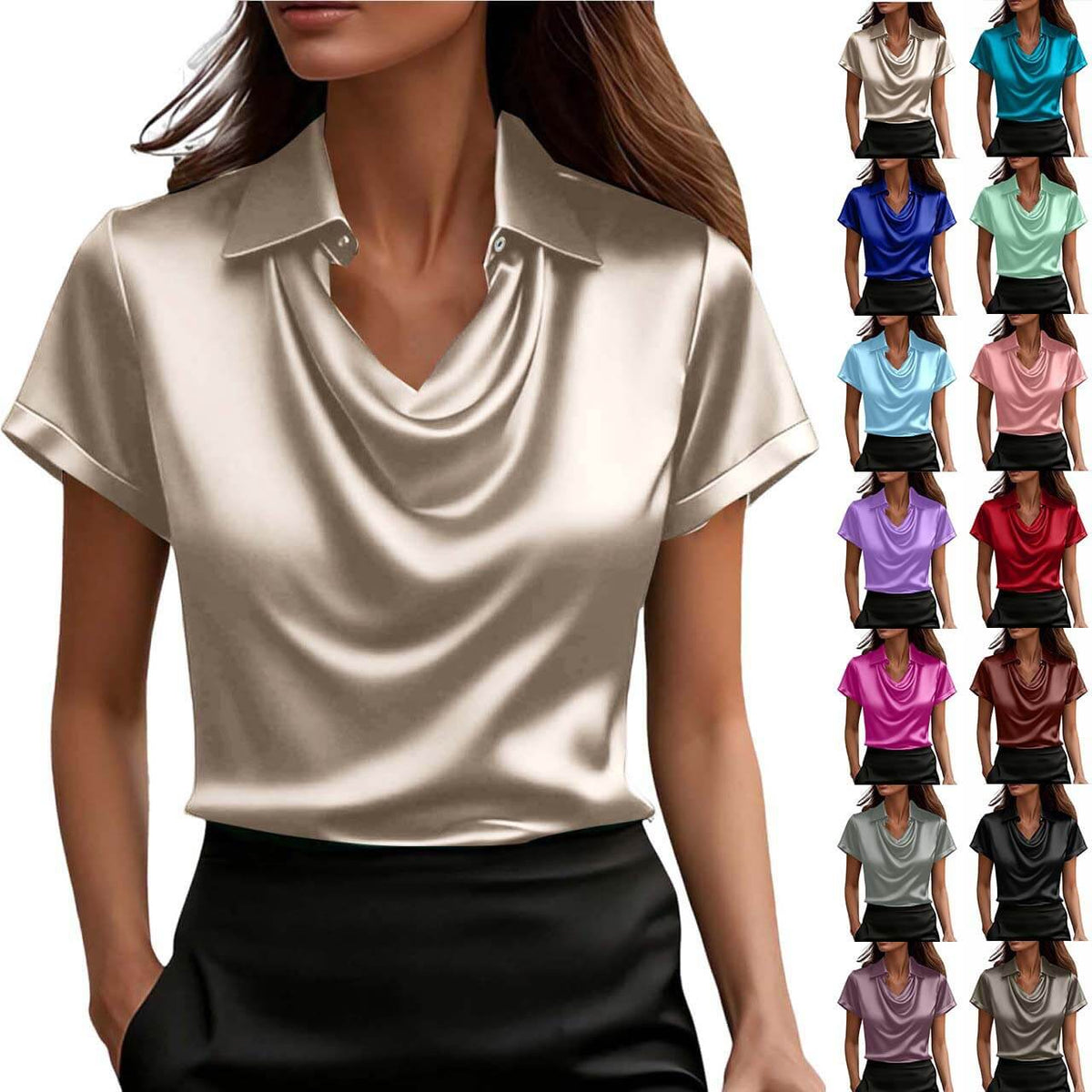Fashionable Solid-Color Short-Sleeve Shirt