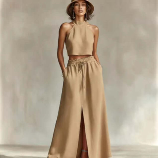 Women's-Two-piece Set Sleeveless Top Long Skirt
