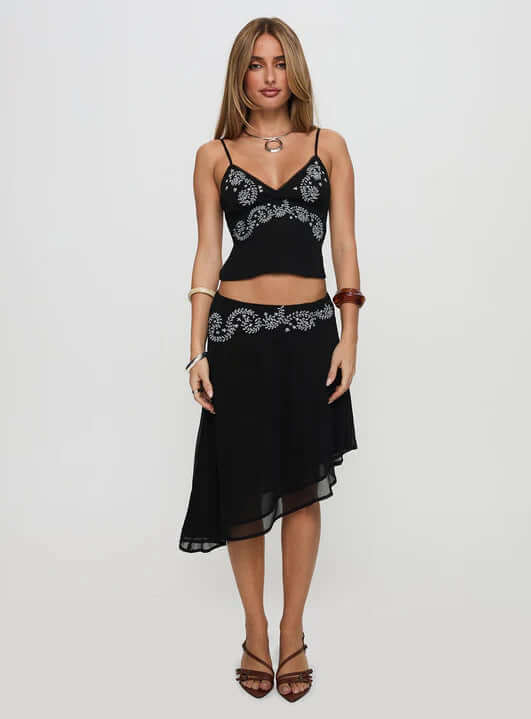 Camisola corta 3D bordada para mujer