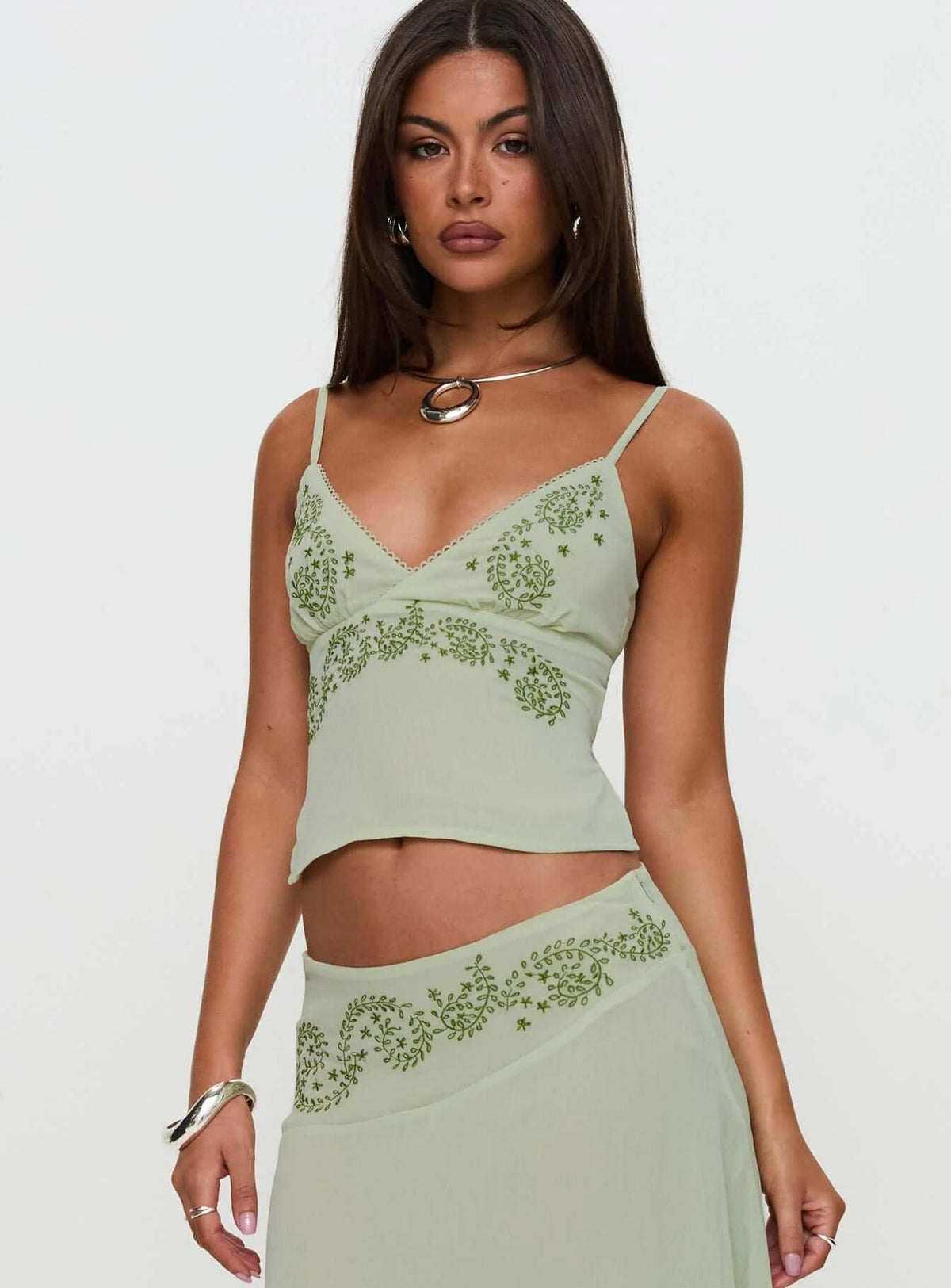 Camisola corta 3D bordada para mujer