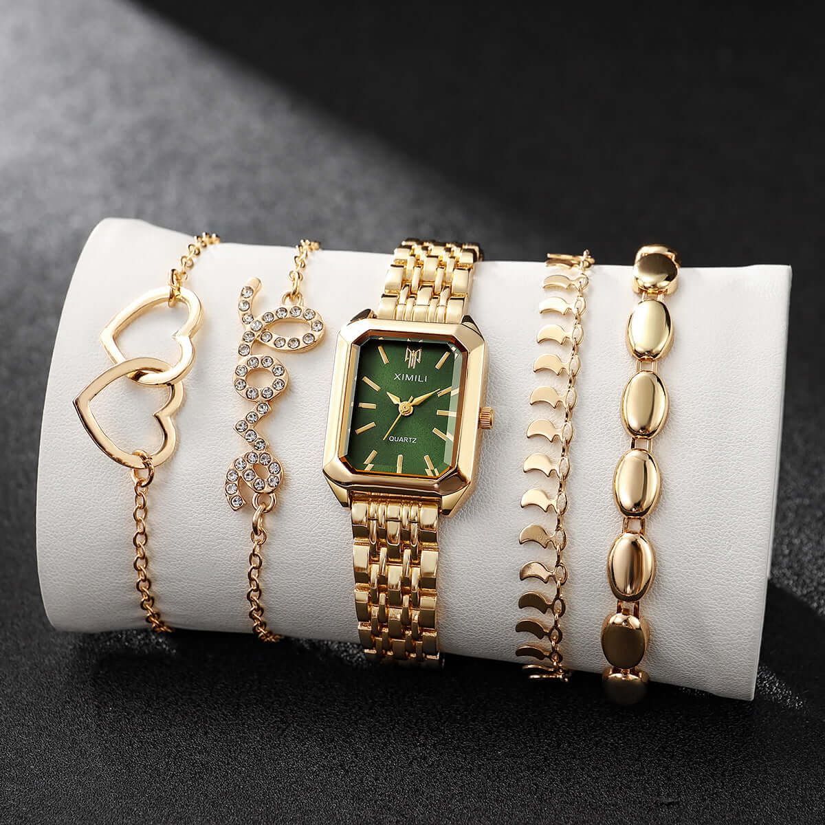 Elegante reloj cuadrado versátil Pulsera en forma de corazón