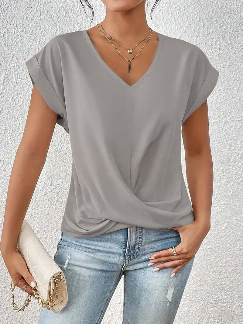 Camiseta de mujer casual de verano con nudo irregular