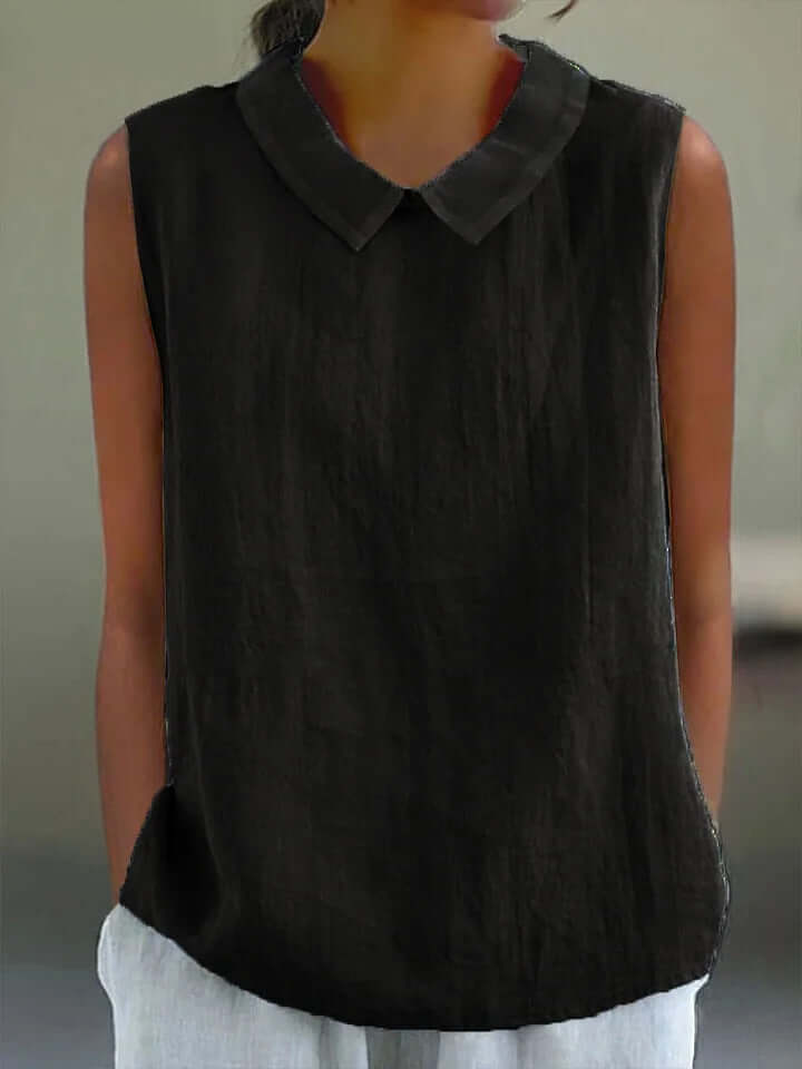 Top sin mangas holgado artístico con cuello para mujer