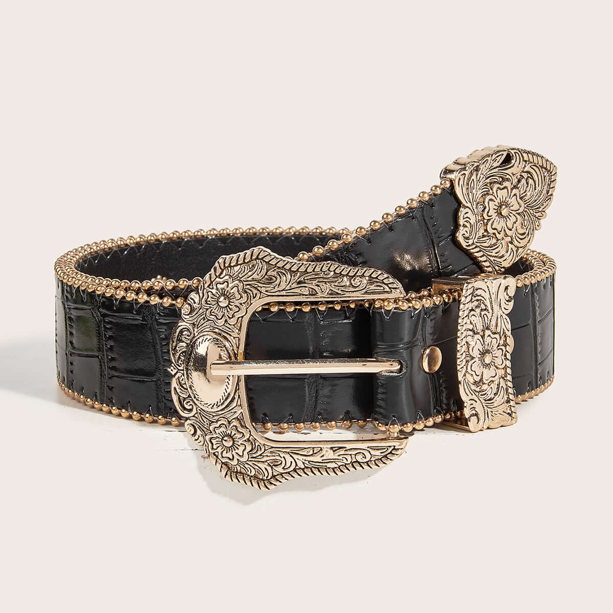 Cinturón de mujer estilo americano vintage con estampado de leopardo