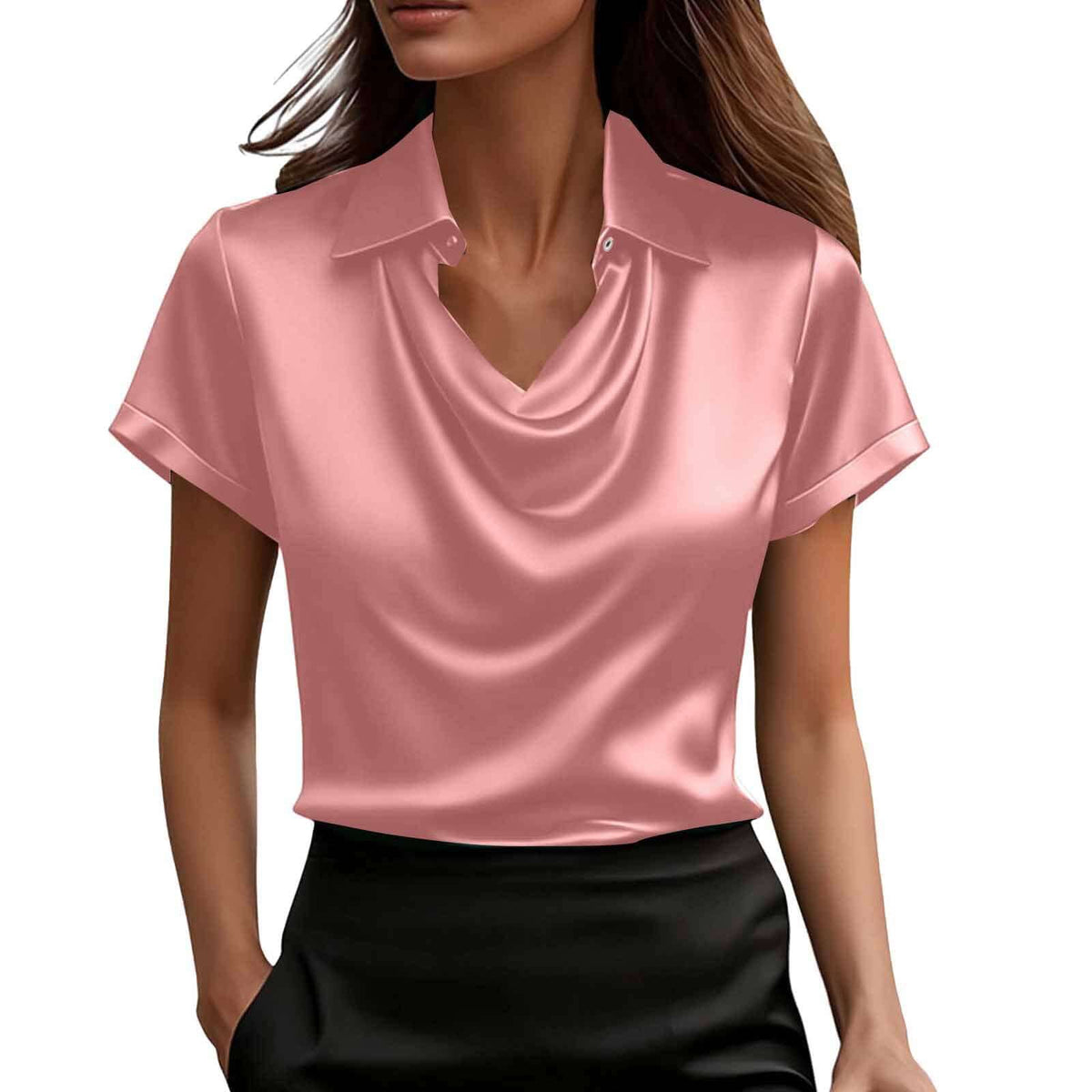 Fashionable Solid-Color Short-Sleeve Shirt