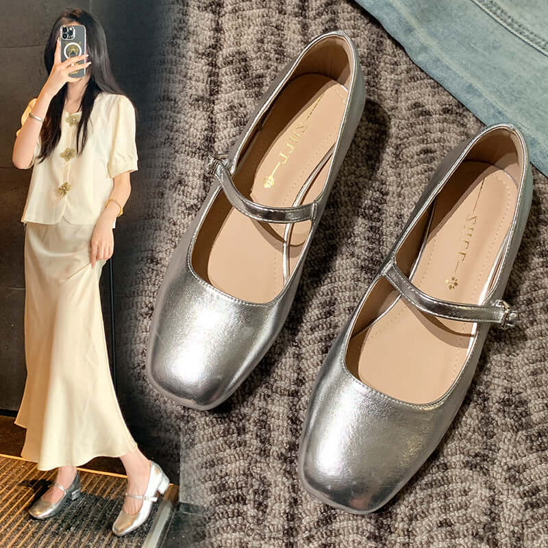 Women's French Style Low Square Heel Shoes — Parisian Chic Footwear