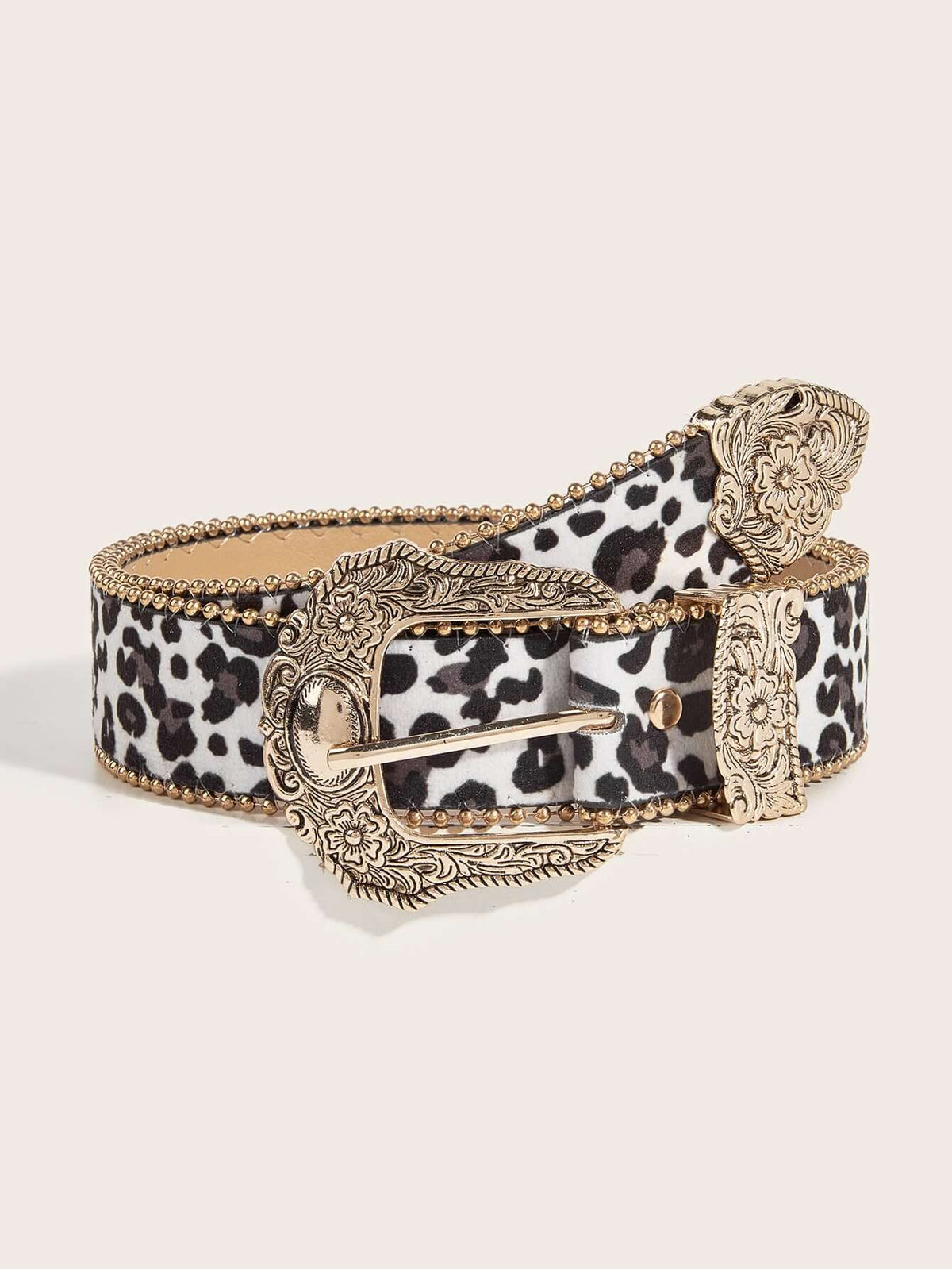 Cinturón de mujer estilo americano vintage con estampado de leopardo