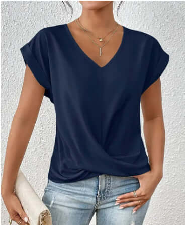 Camiseta de mujer casual de verano con nudo irregular