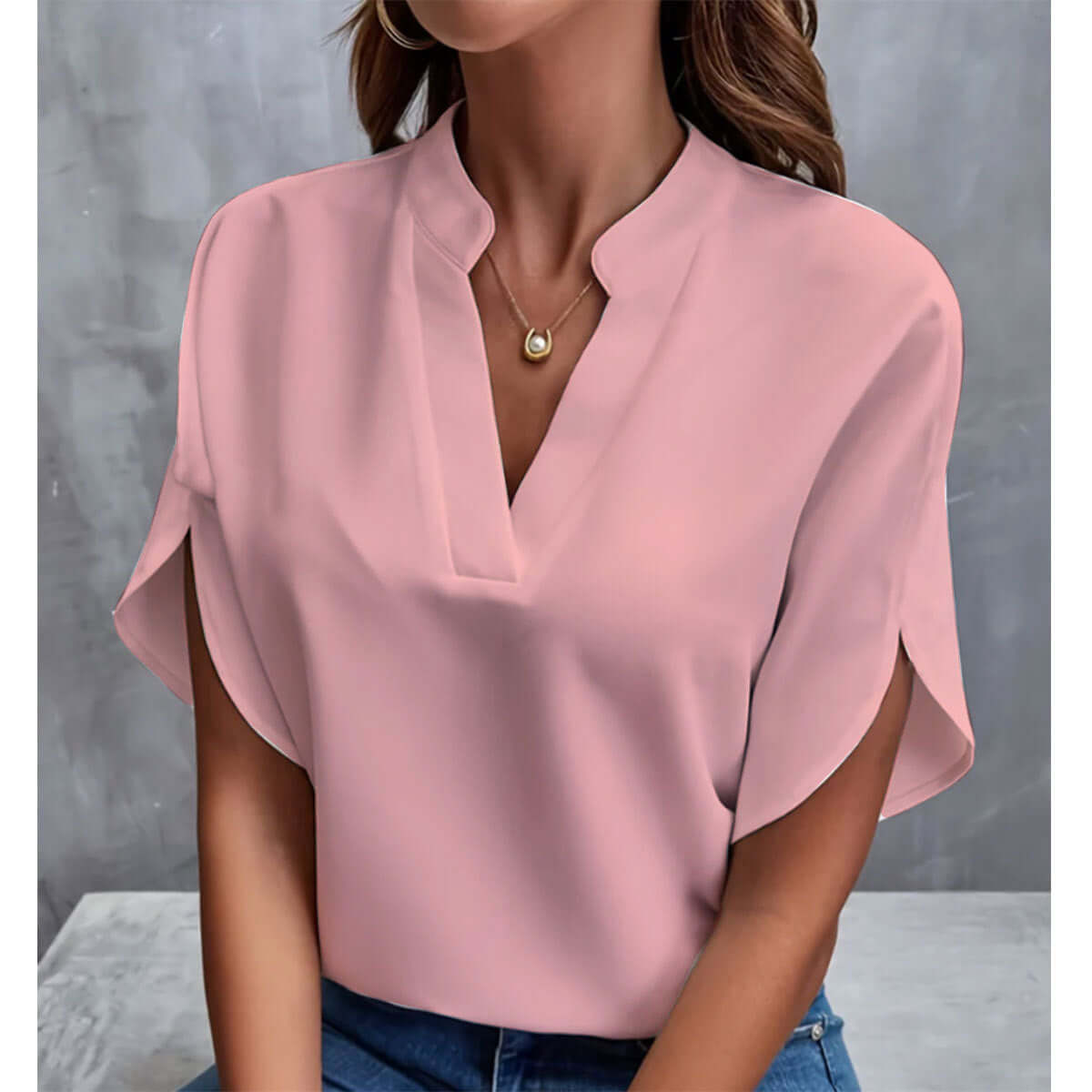 Summer V-neck Short-sleeved Chiffon Shirt