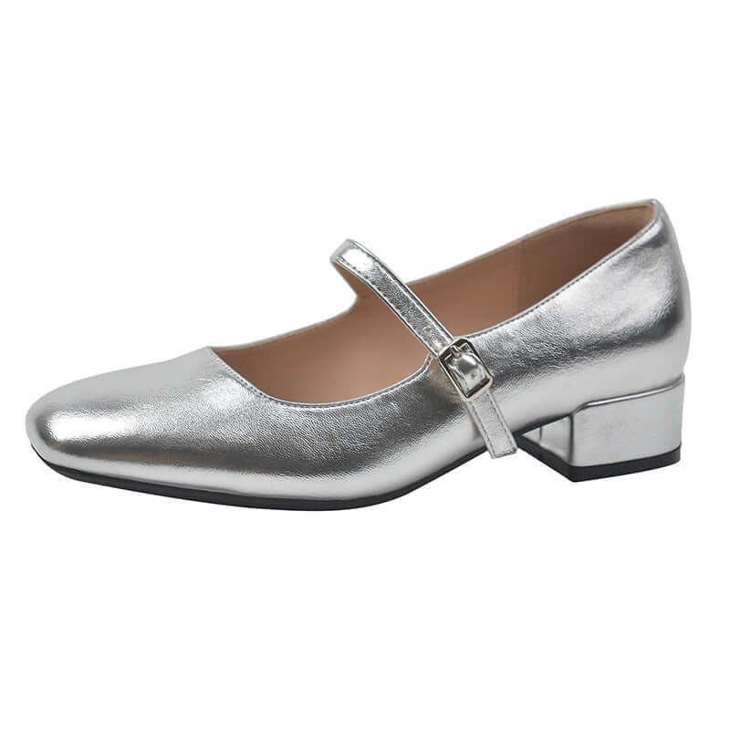 Women's French Style Low Square Heel Shoes — Parisian Chic Footwear